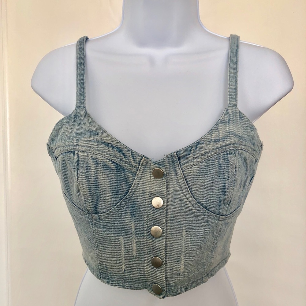 WET SEAL -  Denim Button Up Crop Top